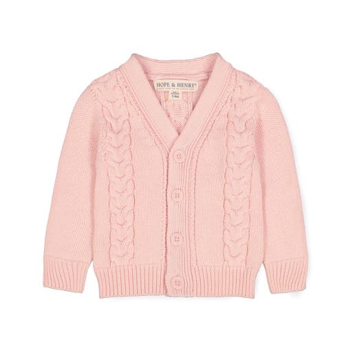 Hope & Henry Kids'  Baby Cable Knit Cardigan Sweater, Infant In Light Pink