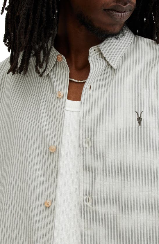Shop Allsaints Villard Oversize Stripe Button-up Oxford Shirt In Lilly White