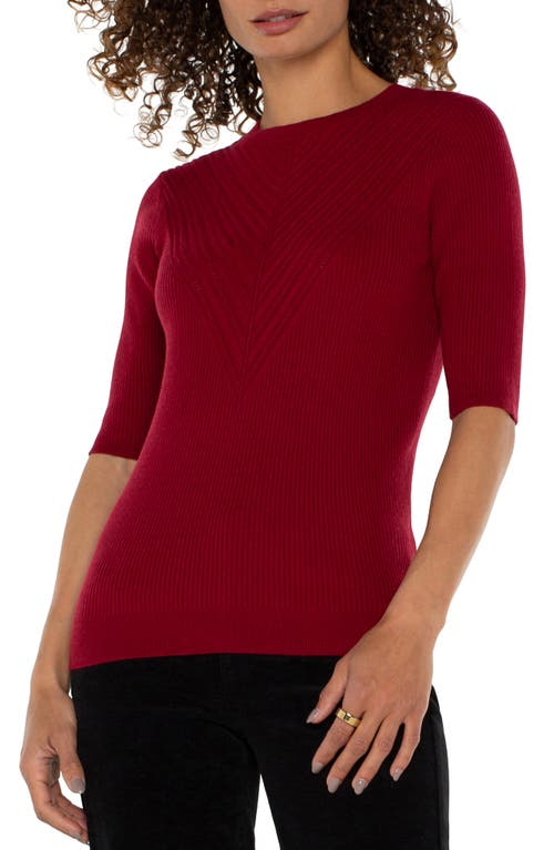 Shop Liverpool Elbow Sleeve Rib Sweater In Ruby Red