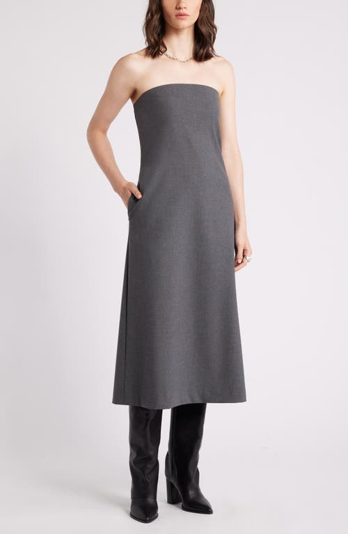 Shop Nordstrom Strapless A-line Dress In Grey Dark Heather