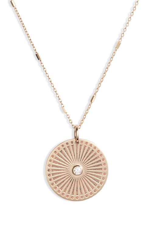 Shop Zoë Chicco Small Sunbeam Diamond Medallion Necklace In Yellow Gold/diamond