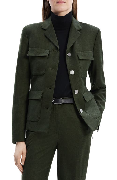 Shop Theory Virgin Wool Military Jacket In Hunter Green Melange