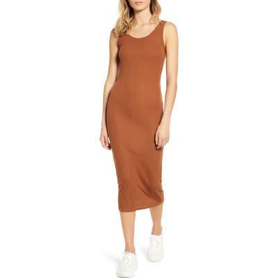 Ag Viden Ribbed Tank Dress, Brown