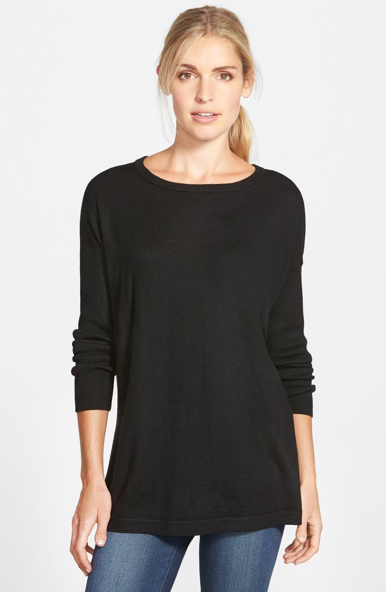 Vince Camuto Ribbed Sleeve Crewneck Sweater | Nordstrom