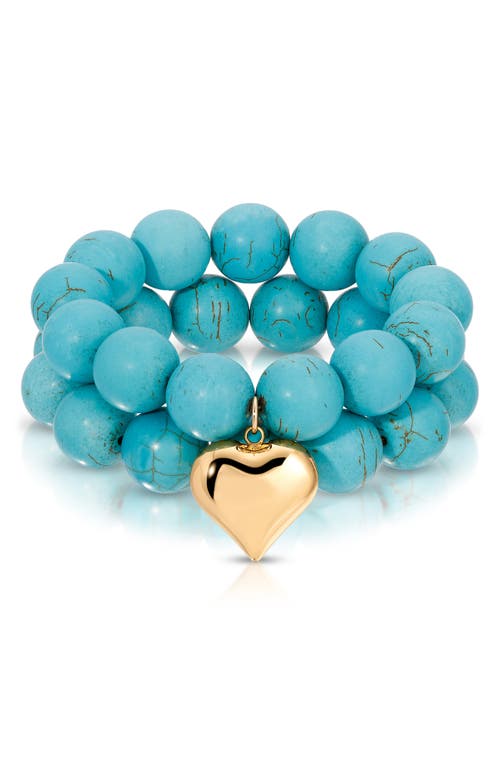 Ettika Set of 2 Beaded Stretch Bracelets in Turquoise at Nordstrom