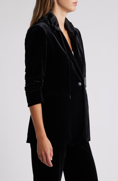 Shop Anne Klein Velvet Jacket With Removable Hood Insert In Anne Black