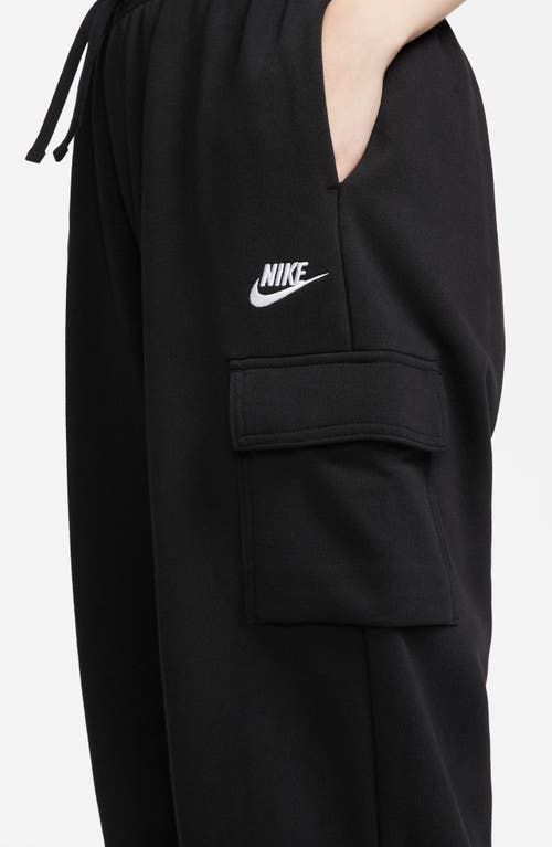 Shop Nike Oversize Fleece Cargo Sweatpants In Black/white