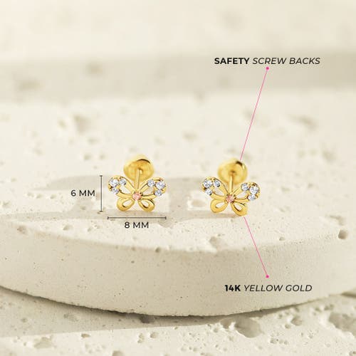 In Season Jewelry 14k Jeweled Flutering Butterfly Earrings In Pink
