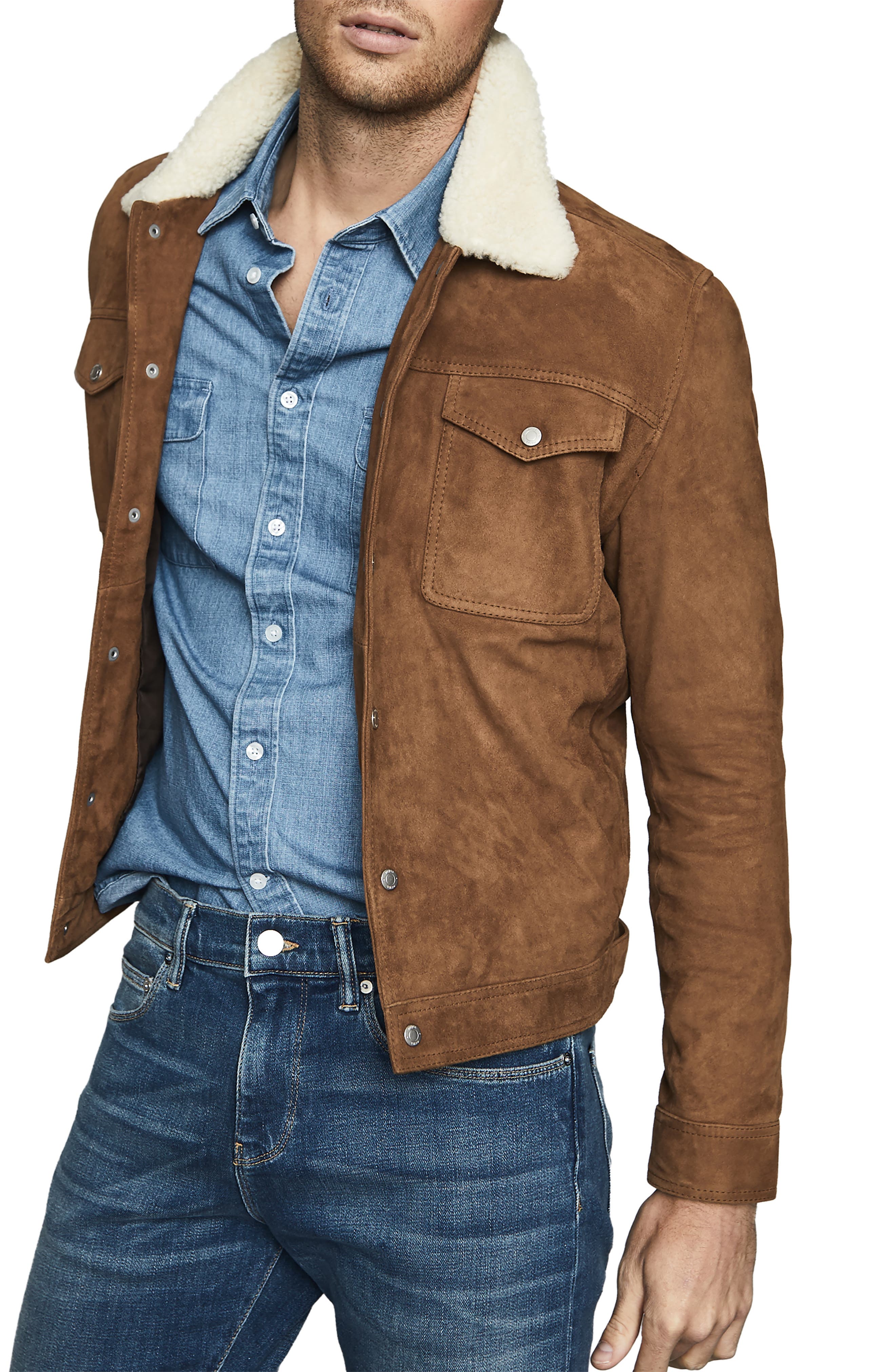 suede shearling trucker jacket