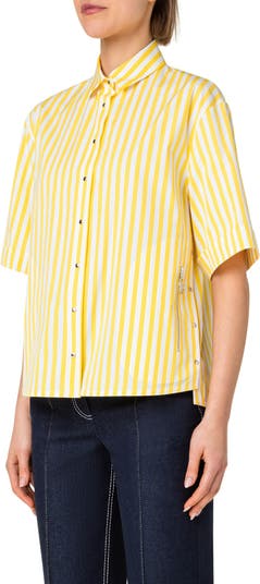 Akris punto Stripe Side Snap Cotton Blouse