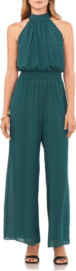 Vince Camuto Tie Neck Chiffon Overlay Wide Leg Jumpsuit | Nordstrom