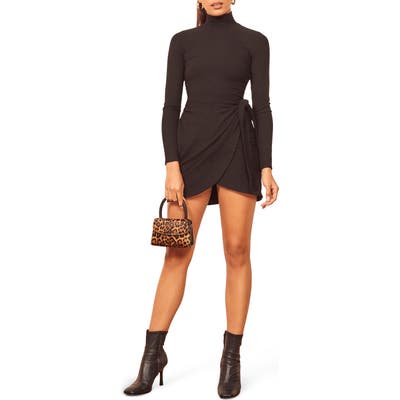 Reformation Julie Ribbed Dress, Black