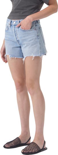 Parker Long High Waist Cutoff Denim Shorts