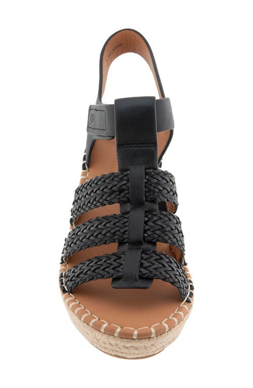 Gentle Souls By Kenneth Cole Caplin Slingback Espadrille Platform Wedge Sandal In Black Leather