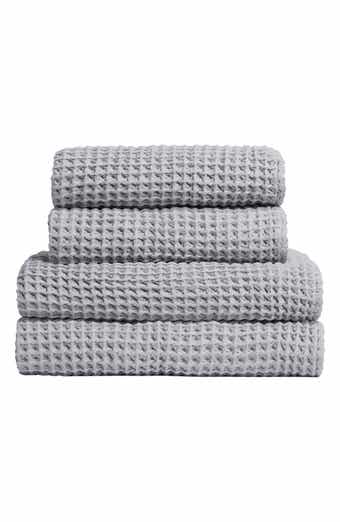 DKNY Eco-Melange 9 Piece White / Gray Stripe Accent Soft Cotton Bath Towel  Set