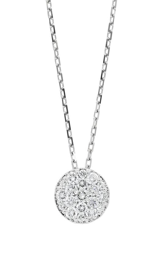 Bony Levy Lora 18k White Gold Pave Diamond Round Pendant Necklace In Metallic