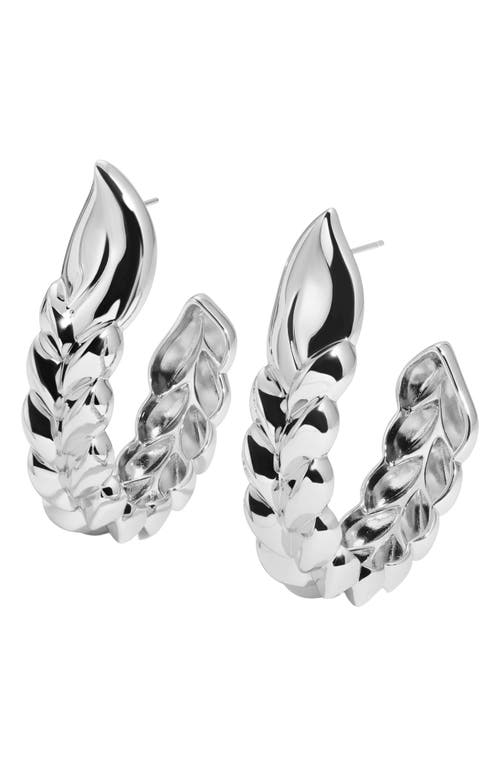 Frida Large Braided Hoop Earrings in Silver