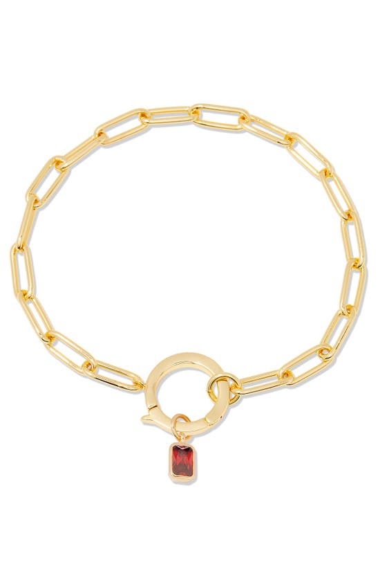 Shop Brook & York Brook And York Colette Birthstone Paper Clip Chain Bracelet In Gold - January