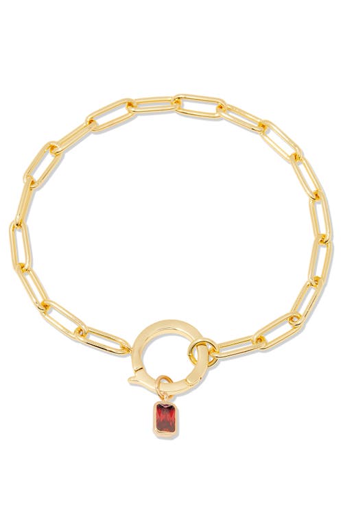 Colette Birthstone Paper Clip Chain Bracelet in Gold - January