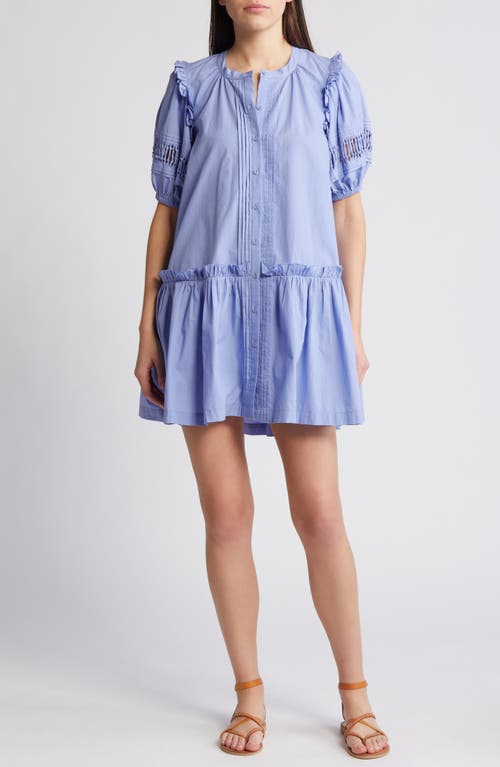 Shop Cleobella Dolly Ruffle Organic Cotton Minidress In Periwinkle