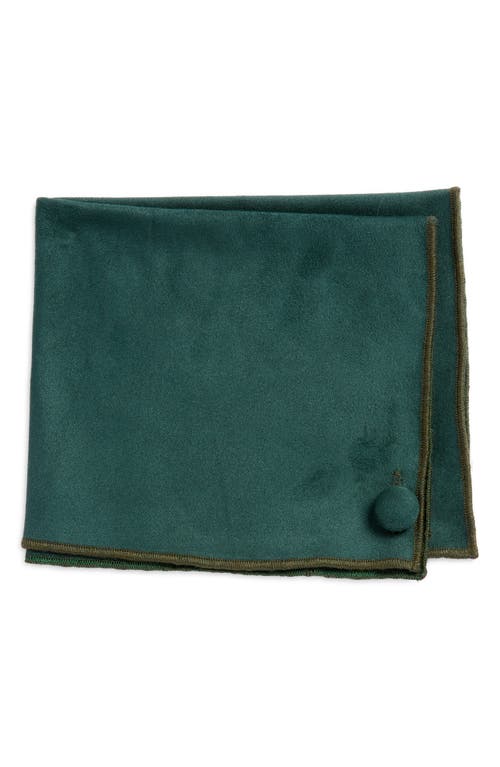 CLIFTON WILSON Green Sueded Cotton Pocket Square