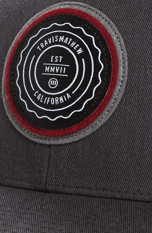 Travismathew The Patch Trucker Hat In Heather Grey Pinstripe