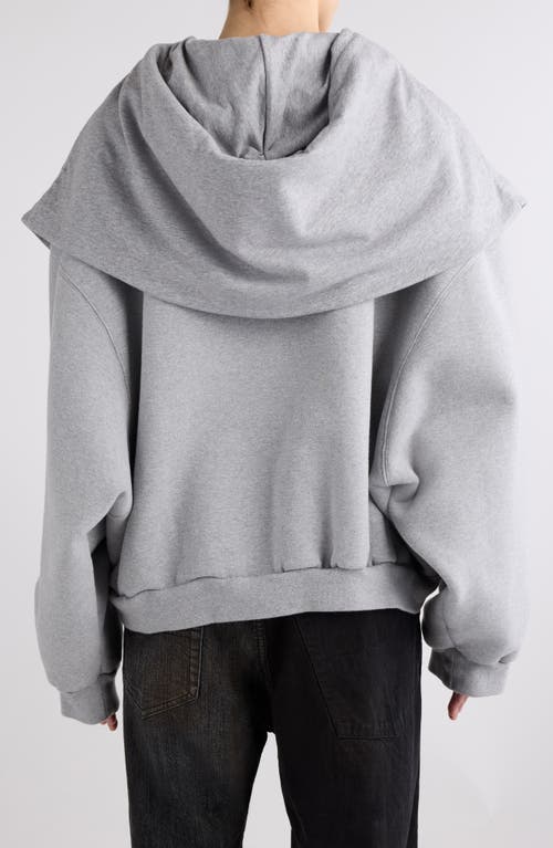 Balenciaga Incognito Oversize Zip-up Hoodie In Heather Grey