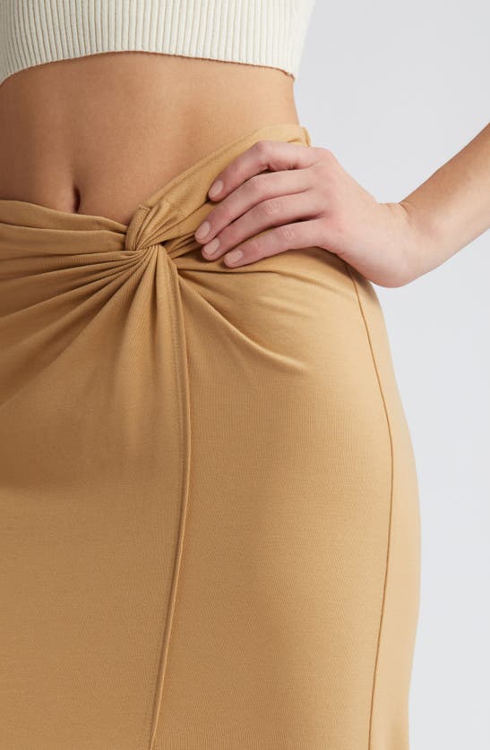 Shop Open Edit Twist Front Maxi Skirt In Tan Cartouche