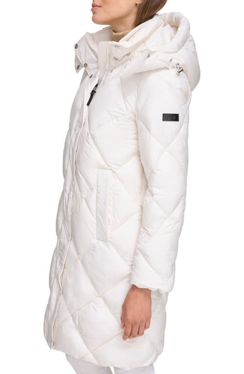 Dkny Women's Diamond Quilted & Hooded Puffer Coat In Pearl
