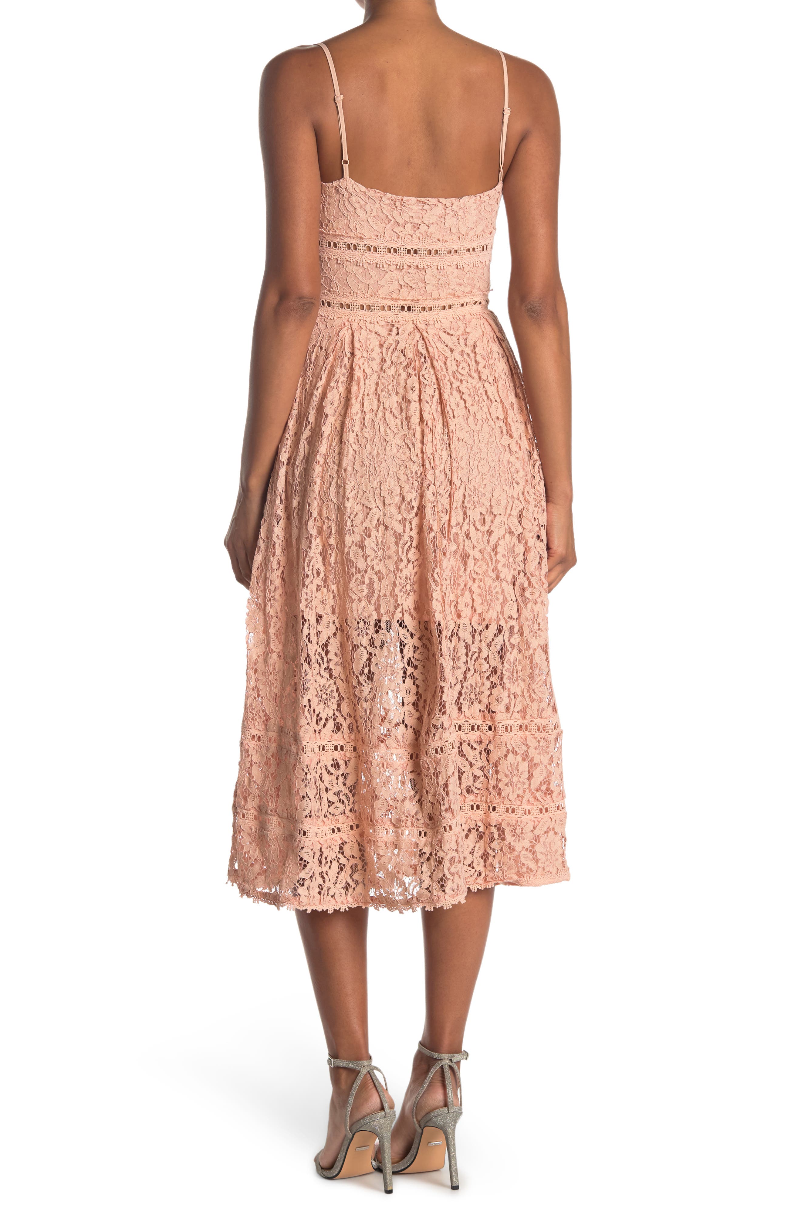 nsr sleeveless lace midi dress