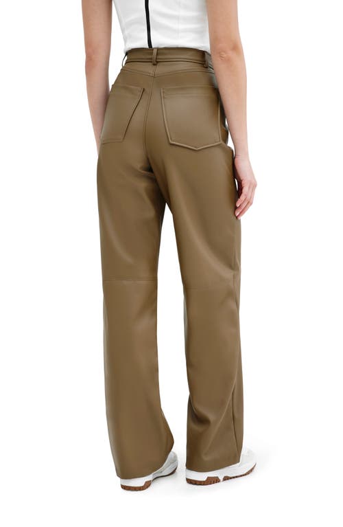 Marcella Julien High Waist Faux Leather Wide Leg Pants In Latte