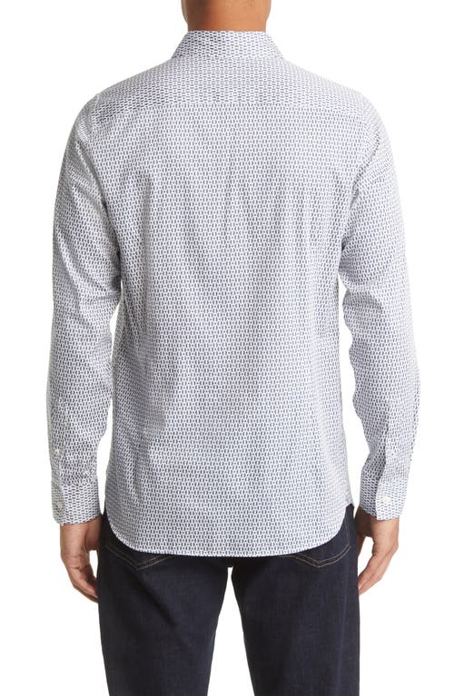 Ted Baker Conifur Geo Print Stretch Cotton Button-up Shirt In Light Blue