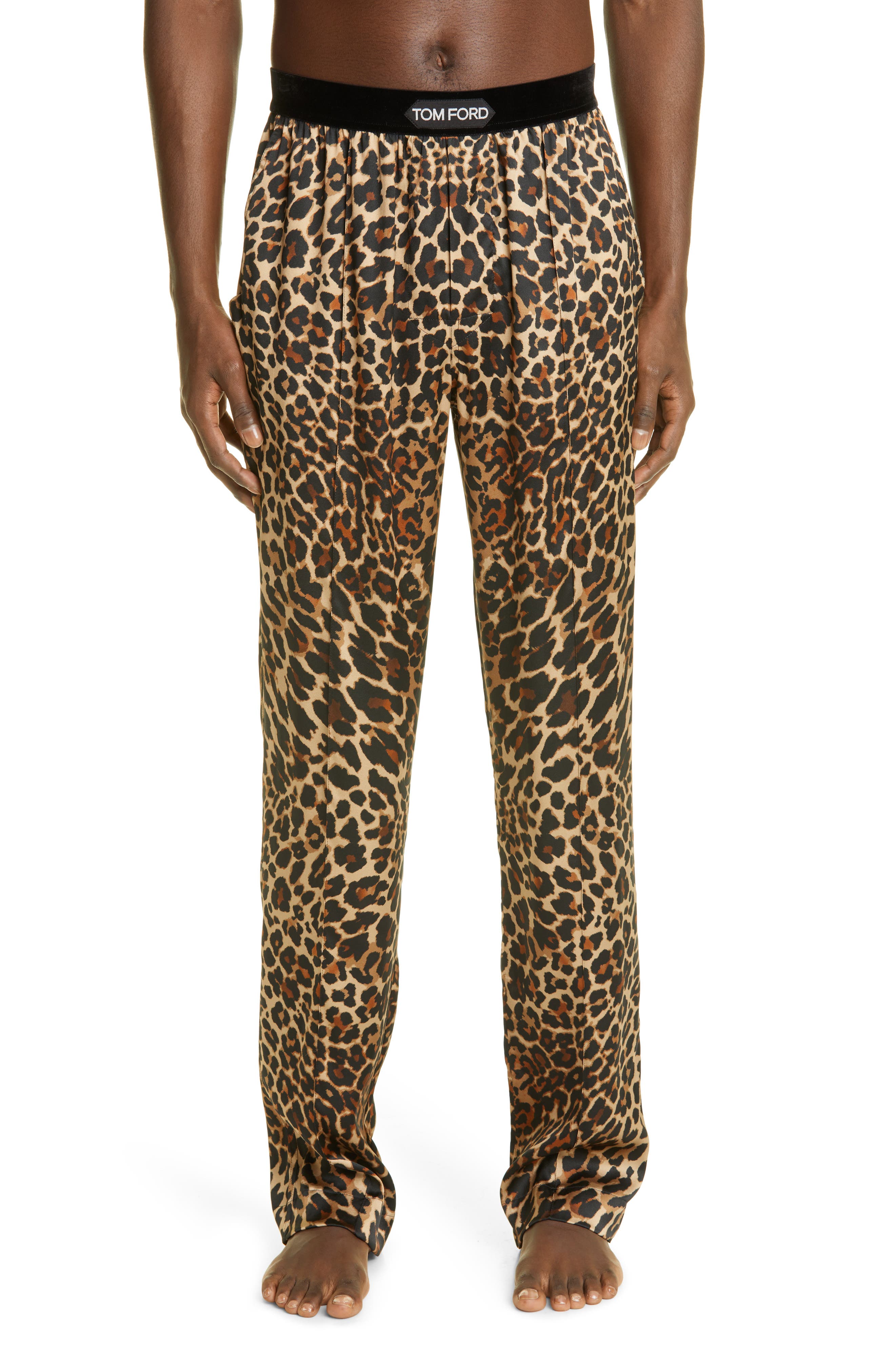 Farfetch Men Clothing Loungewear Pajamas Neutrals Leopard-print pajama shorts 