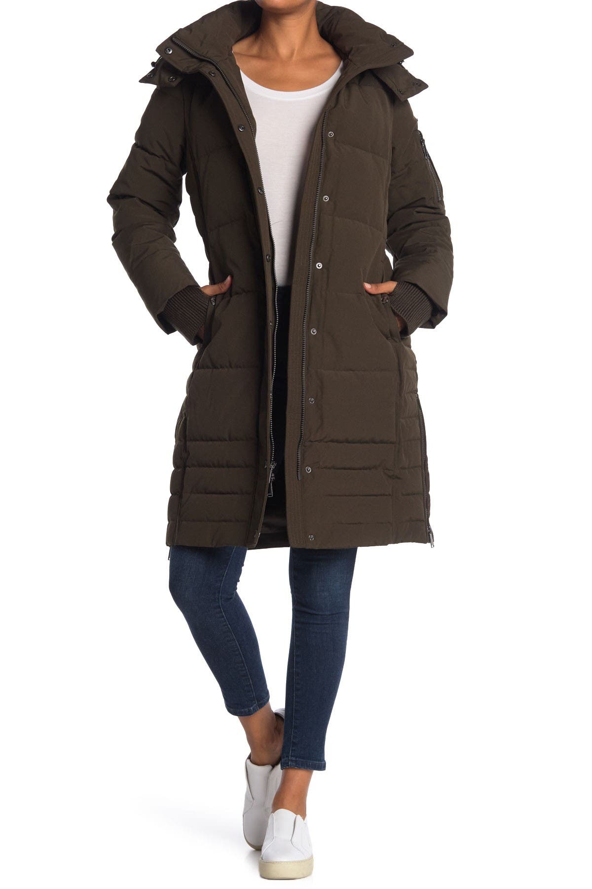 long fur hooded puffer coat
