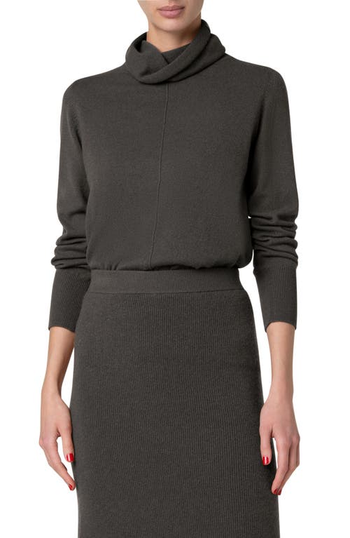 Shop Akris Cowl Turtleneck Cashmere Sweater In 059 Kale Green