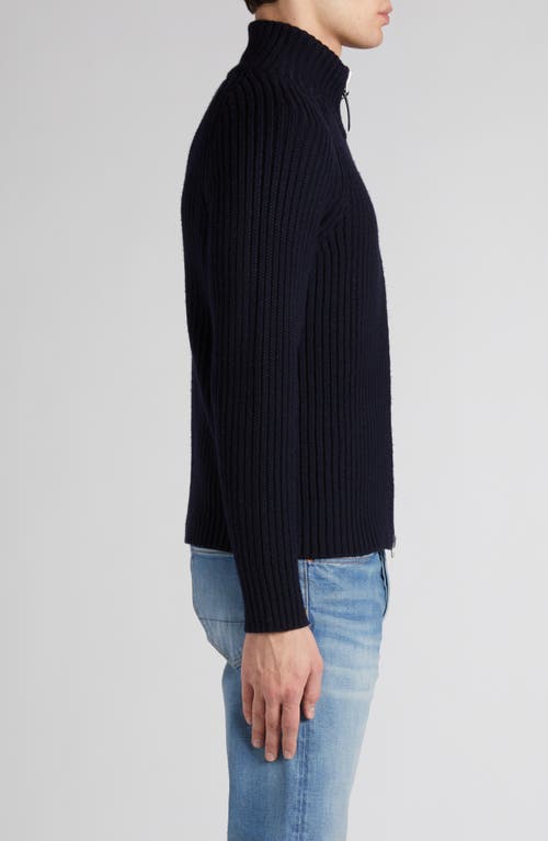 Shop Tom Ford Wool & Cashmere Zip Front Cardigan In Midnight Navy