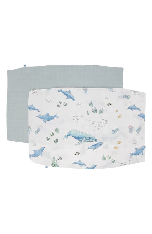 little unicorn 2-Pack Cotton Muslin Pillowcase in Whales at Nordstrom