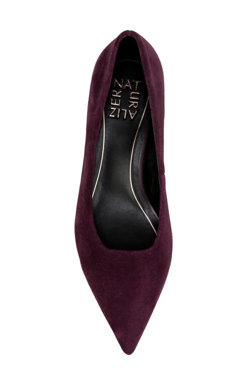 Naturalizer Natalia Womens Cushioned Footbed Pointed Toe Kitten Heels In Deep Plum Purple Suede