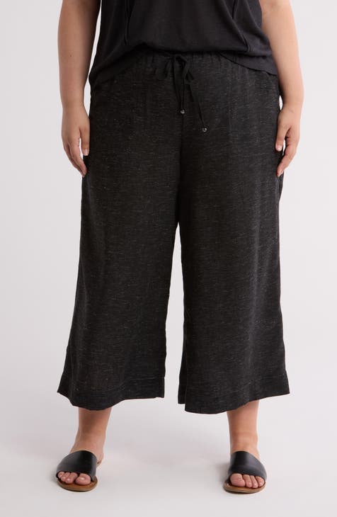 Contrast Stitch Heather Crop Pants (Plus)