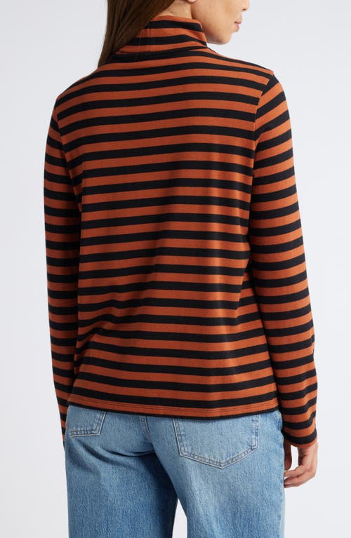 Shop Caslonr Caslon(r) Long Sleeve Turtleneck Top In Black- Rust G Charm Stripe