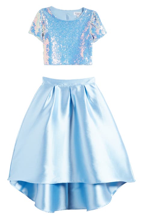  Spring Dresses for Girls Toddler Baby Girl Embroidered Tutu  Ball Gown Lace Dresses with Headwear Backless Dress Girl Dresses Size 10-12  Blue : Sports & Outdoors