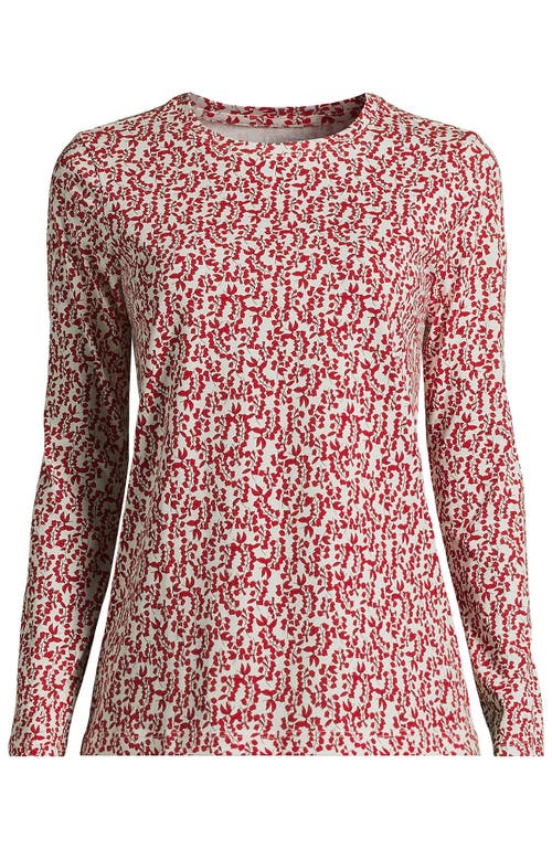 Shop Lands' End Plus Size Relaxed Supima Cotton Long Sleeve Crew Neck T-shirt In Dark Orange Floral Vines