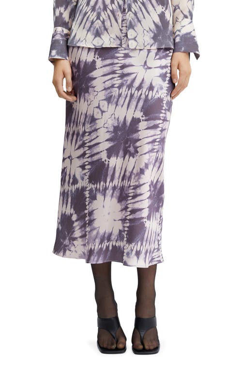 Mango Tie Dye Satin Midi Skirt In Blue