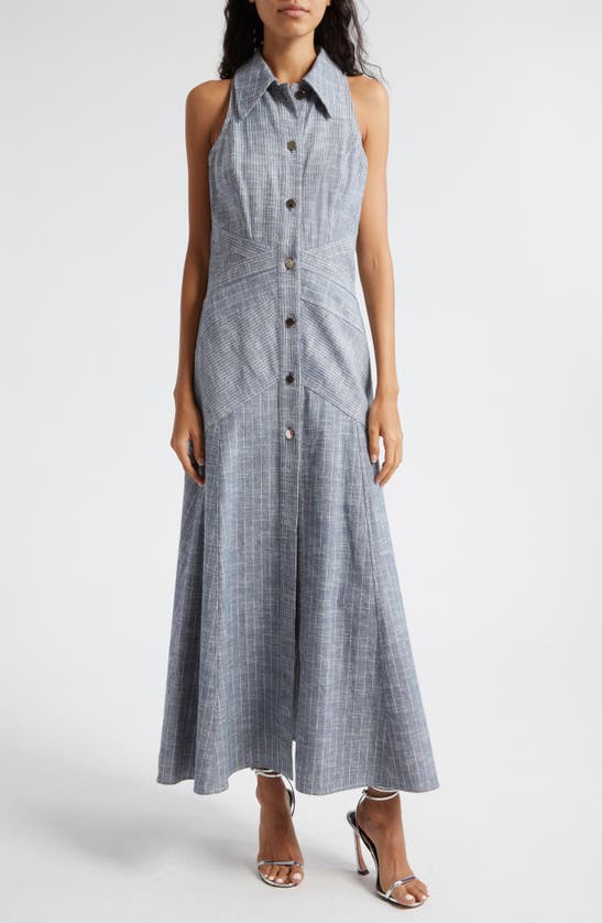 Shop Ramy Brook Kiana Sleeveless A-line Dress In Light Indigo Cotton Stripe