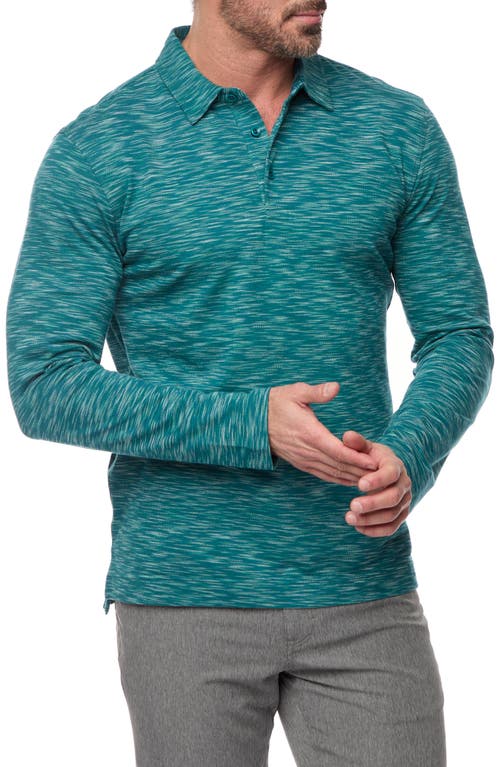 Shop Robert Graham Thales Space Dye Long Sleeve Polo In Dark Teal