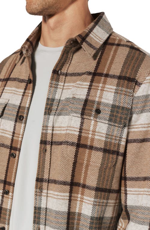 Shop 7 Diamonds Generation Plaid Knit Button-up Overshirt In Camel