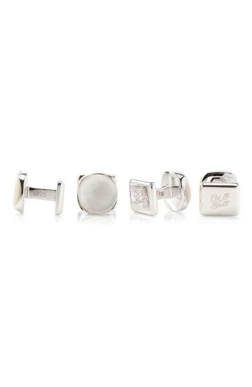 Cufflinks, Inc. Set of 4 Sterling Silver & Mother-of-Pearl Studs in White at Nordstrom