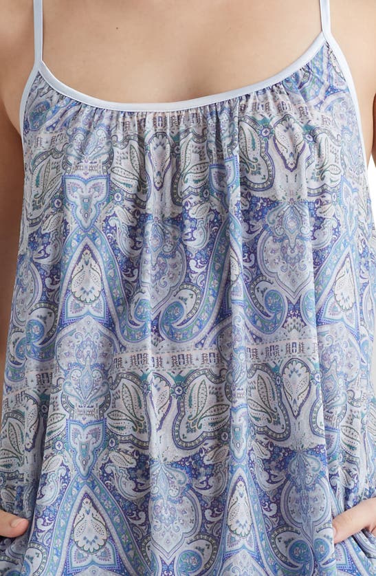 Shop Papinelle Nahla Paisley Print Cotton Nightgown In Crystal Blue