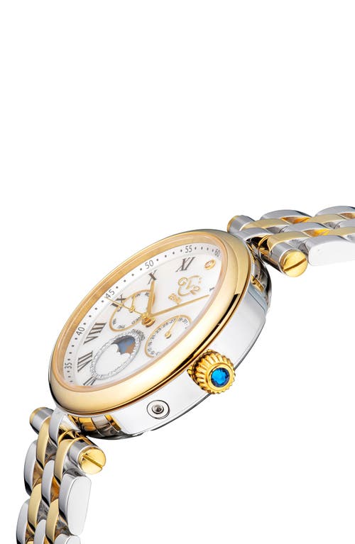 Shop Gv2 Florence Diamond Bracelet Watch, 36mm In Two Tone Ipyg/ss