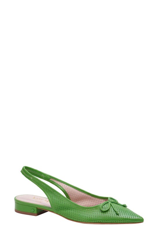 Kate Spade Veronica Perforated Leather Slingback Flats In Ks Green